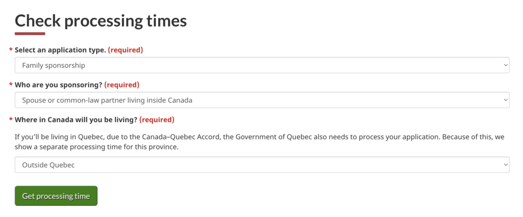 Processing times to sponsor your common-law partner in Canada